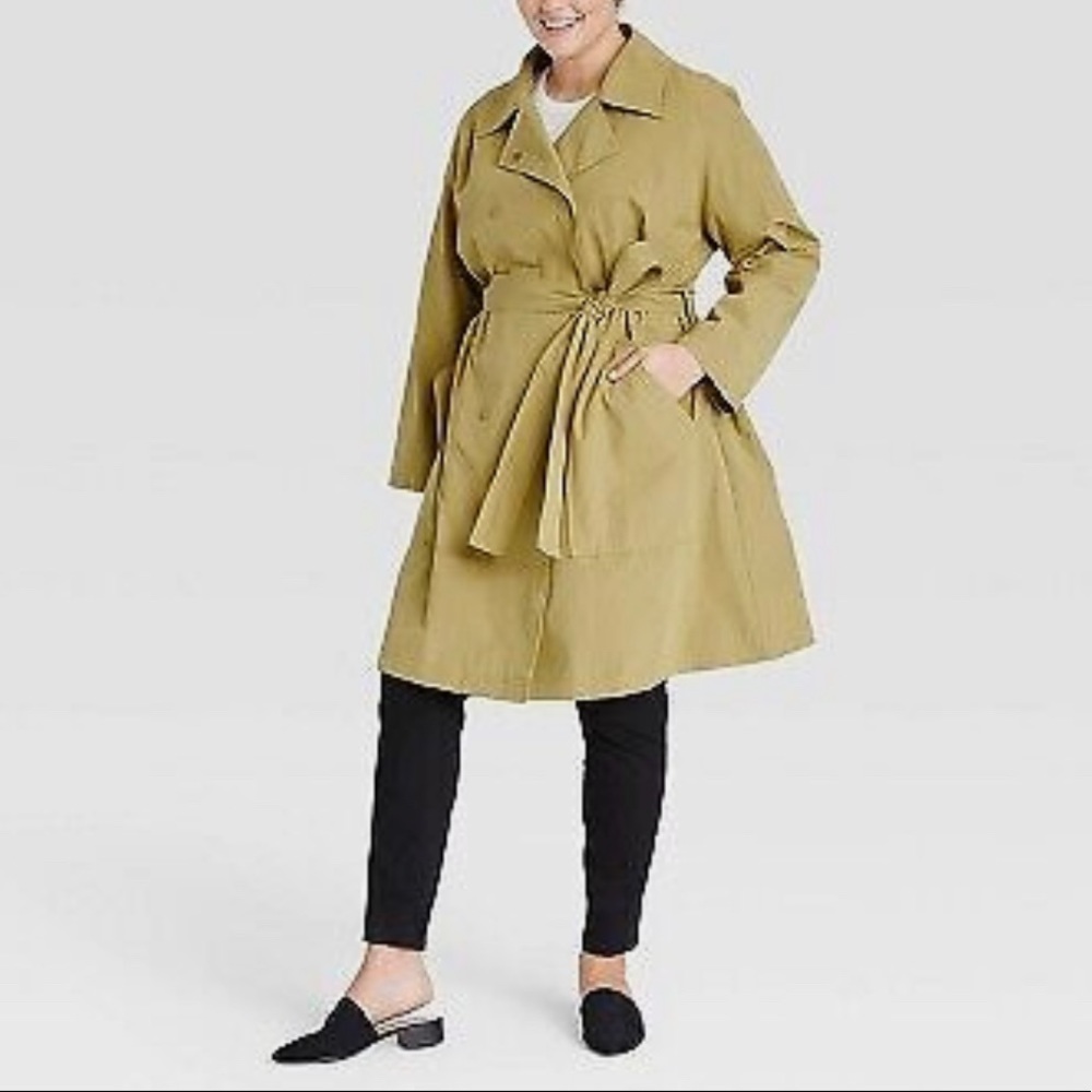 Ava & Viv Women's Plus Size Trench Coat-Green(olive)